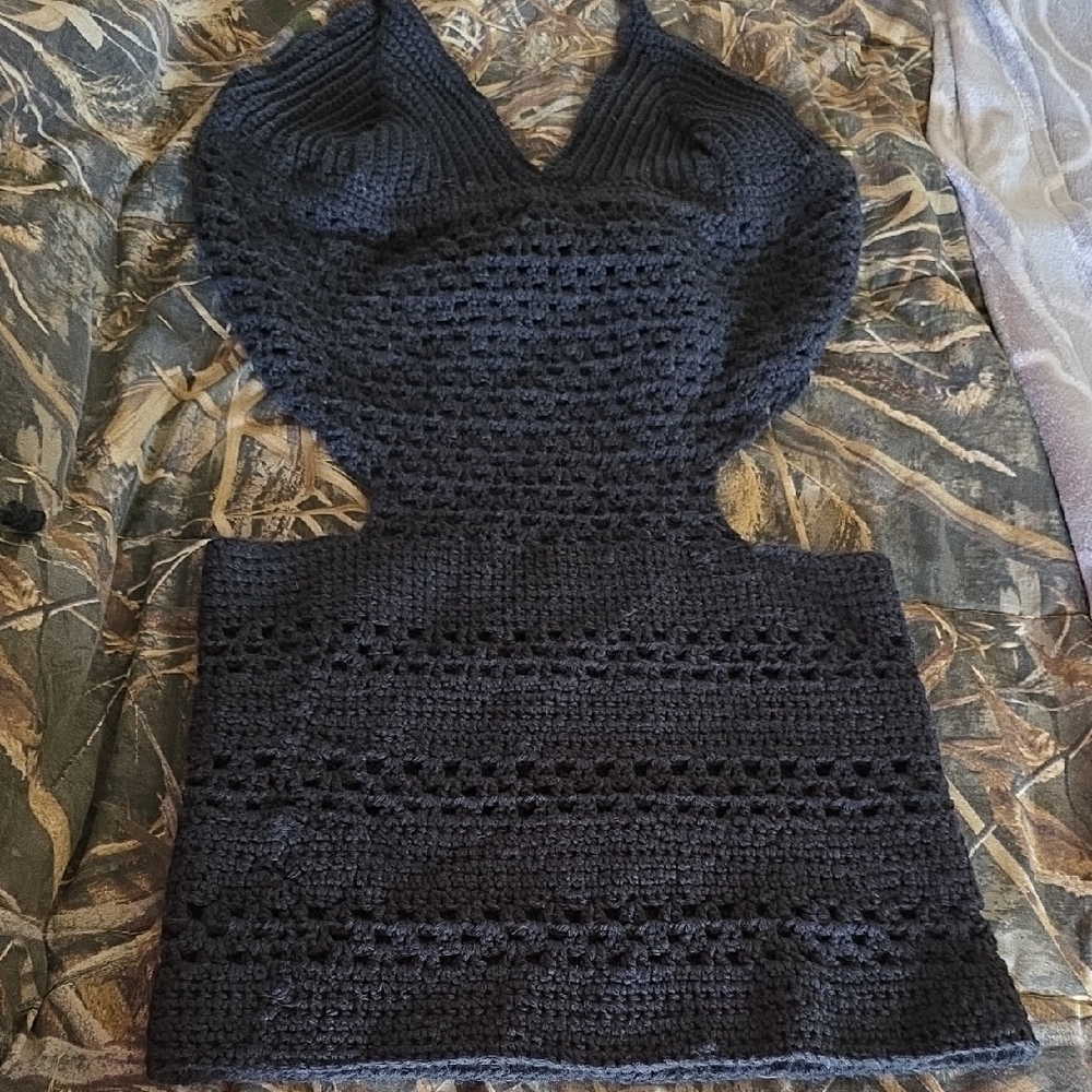 Elegant Black Crochet Dress